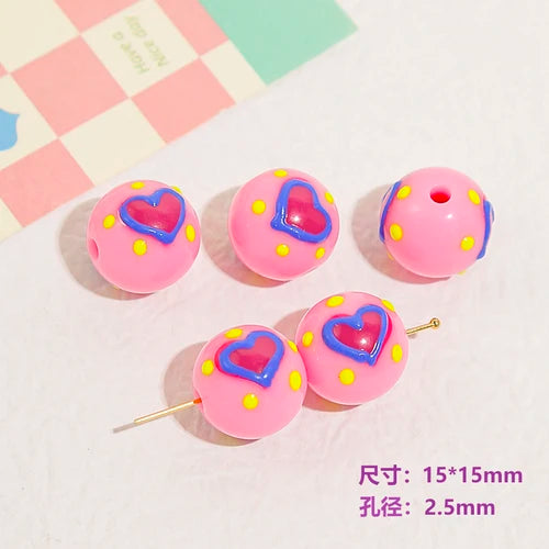 Japanese Hand-Painted Drip Oil Ins Love Beads DIY Material
