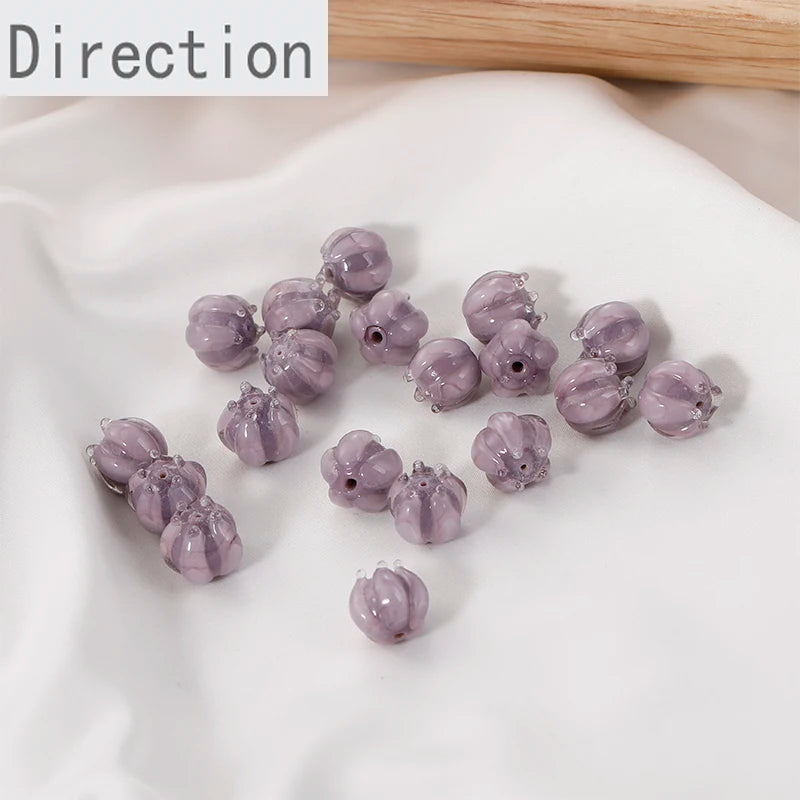 Japanese Glazed Violet Lily of the Valley Beads - DIY Jewelry Materials