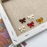 Japanese Retro Blooming Coffee Amber Bow Resin Patch DIY Jewelry Earrings