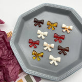 Japanese Retro Blooming Coffee Amber Bow Resin Patch DIY Jewelry Earrings