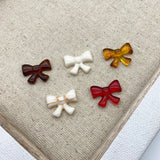 Japanese Retro Blooming Coffee Amber Bow Resin Patch DIY Jewelry Earrings
