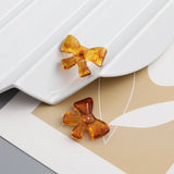 Japanese Retro Blooming Coffee Amber Bow Resin Patch DIY Jewelry Earrings