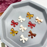 Japanese Retro Blooming Coffee Amber Bow Resin Patch DIY Jewelry Earrings