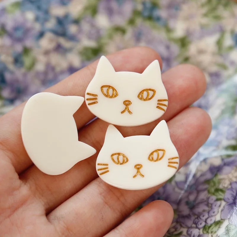 Japanese Retro Cat Patch Earrings DIY Resin Acetate Accessories
