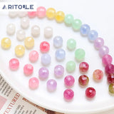 Straight Hole Crystal Agate Beads Flat Beads DIY Jewelry Bracelet Accessories