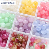 Straight Hole Crystal Agate Beads Flat Beads DIY Jewelry Bracelet Accessories