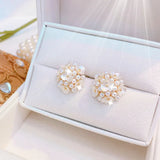 Japanese-Style Flower Cluster Earrings for Feminia Bijoux Jewelry Gift