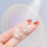 Japanese-Style Flower Cluster Earrings for Feminia Bijoux Jewelry Gift