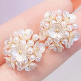 Japanese-Style Flower Cluster Earrings for Feminia Bijoux Jewelry Gift