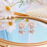 Japanese-Style Flower Cluster Earrings for Feminia Bijoux Jewelry Gift