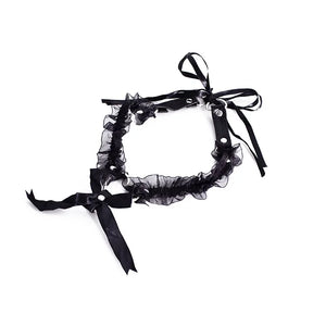 Japanese-style Chiffon Lace Neck Ring with Large Bell Bow