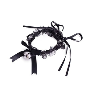 Japanese-style Chiffon Lace Neck Ring with Large Bell Bow