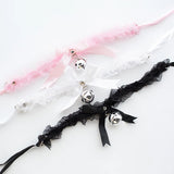 Japanese-style Chiffon Lace Neck Ring with Large Bell Bow