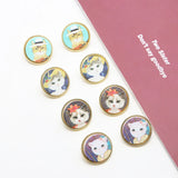 Japanese Cat Oil Painting Silver Stud Earrings