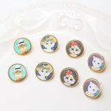 Japanese Cat Oil Painting Silver Stud Earrings