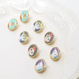 Japanese Cat Oil Painting Silver Stud Earrings