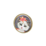 Japanese Cat Oil Painting Silver Stud Earrings