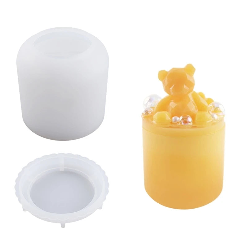 Silicone Jar Resin Mold with Lid for Epoxy Casting