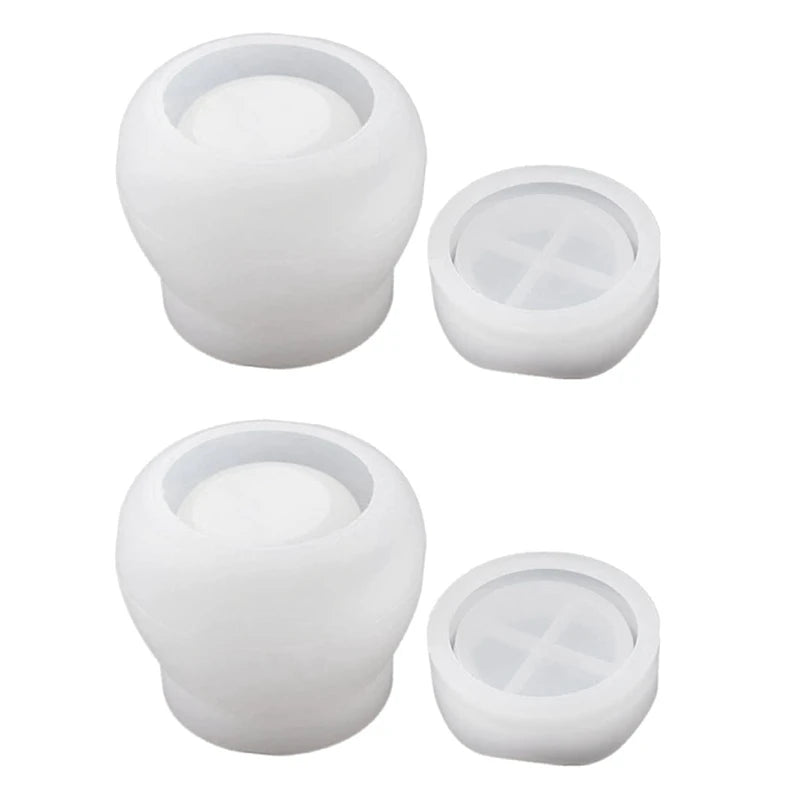 Silicone Resin Jar Mold with Lid for DIY Storage Bottle