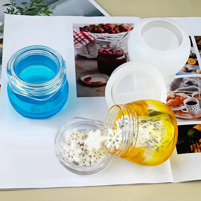 Silicone Jar Mold With Lid for DIY Storage, Candy Container
