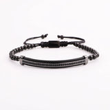 Jaravvi High CZ Micro Pave Bar Stainless Steel Beads Cord Bracelet