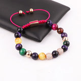 Jaravvi 8mm Tiger Eye Crystal CZ Ball Bracelet