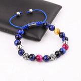 Jaravvi 8mm Tiger Eye Crystal CZ Ball Bracelet