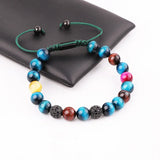 Jaravvi 8mm Tiger Eye Crystal CZ Ball Bracelet