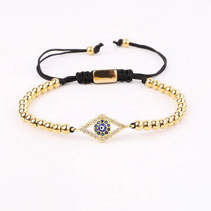 Jaravvi Stainless Steel Beads CZ Eye Cross Charm Bracelet Set