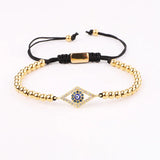 Jaravvi Stainless Steel Beads CZ Eye Cross Charm Bracelet Set