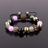 Jaravvi 10mm Stone Beads Macrame Bracelet Women