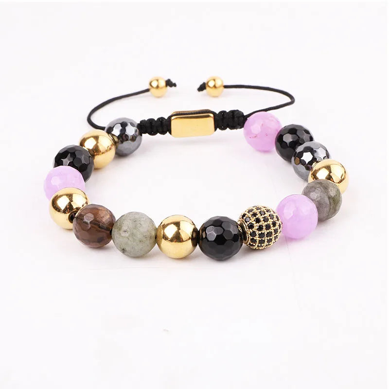 Jaravvi 10mm Stone Beads Macrame Bracelet Women