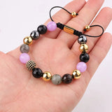 Jaravvi 10mm Stone Beads Macrame Bracelet Women