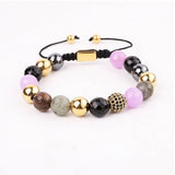 Jaravvi 10mm Stone Beads Macrame Bracelet Women