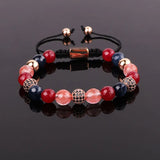 Jaravvi 8mm Natural Stone Jade Beads Braided Bracelet For Women