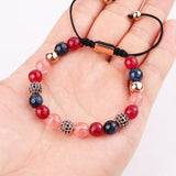 Jaravvi 8mm Natural Stone Jade Beads Braided Bracelet For Women