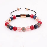 Jaravvi 8mm Natural Stone Jade Beads Braided Bracelet For Women