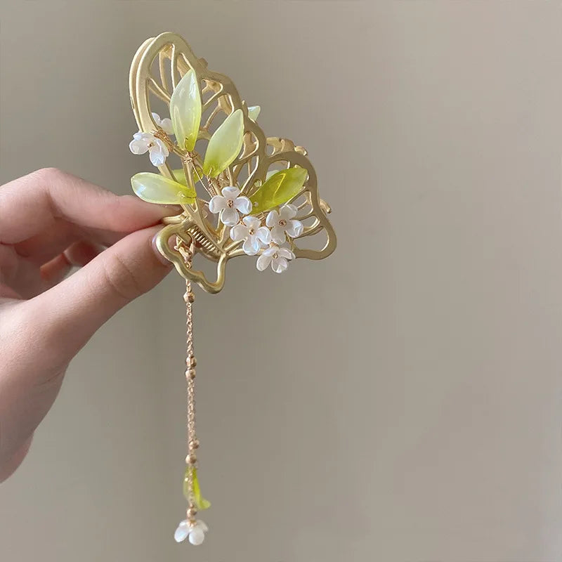 Jasmine Flower Tassel Hairpin Tassel Headwear Hanfu Hair Accessories