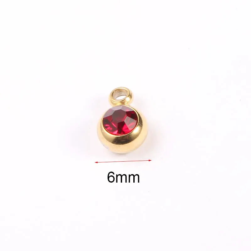 12 Birthstone Charms Round 6mm Rhinestones Stainless Steel Jewelry Making