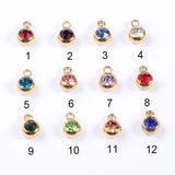 12 Birthstone Charms Round 6mm Rhinestones Stainless Steel Jewelry Making