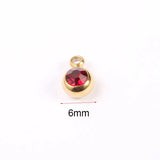 12 Birthstone Charms Round 6mm Rhinestones Stainless Steel Jewelry Making