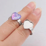 Jaymaxi 12mm Heart DIY Ring Stainless Steel Jewelry Findings Adjustable Ring