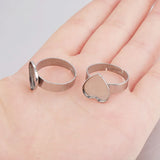 Jaymaxi 12mm Heart DIY Ring Stainless Steel Jewelry Findings Adjustable Ring