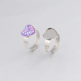 Jaymaxi 12mm Heart DIY Ring Stainless Steel Jewelry Findings Adjustable Ring