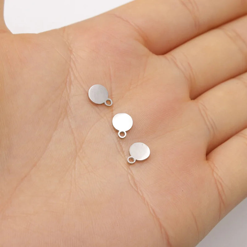 Jaymaxi 314L Stainless Steel Tag Pendant 7mm Round DIY Jewelry Logo