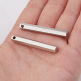 Jaymaxi 3D Bar Pendant Stainless Steel DIY Logo Pendant Charms 5*40mm 20Pieces