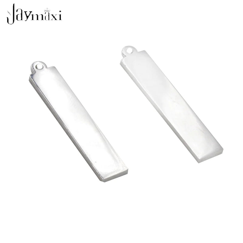 Jaymaxi 6*30mm Stainless Steel Pendant Engraved Logo DIY Charms 20Pieces/lot