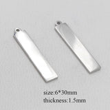 Jaymaxi 6*30mm Stainless Steel Pendant Engraved Logo DIY Charms 20Pieces/lot