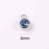 Jaymaxi 6mm 12 Birthstone Charms Stainless Steel DIY Jewelry 50Pieces