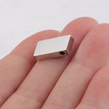 20Pcs Stainless Steel Rectangle Charms Mirror Polished Blank Stamp DIY Beads